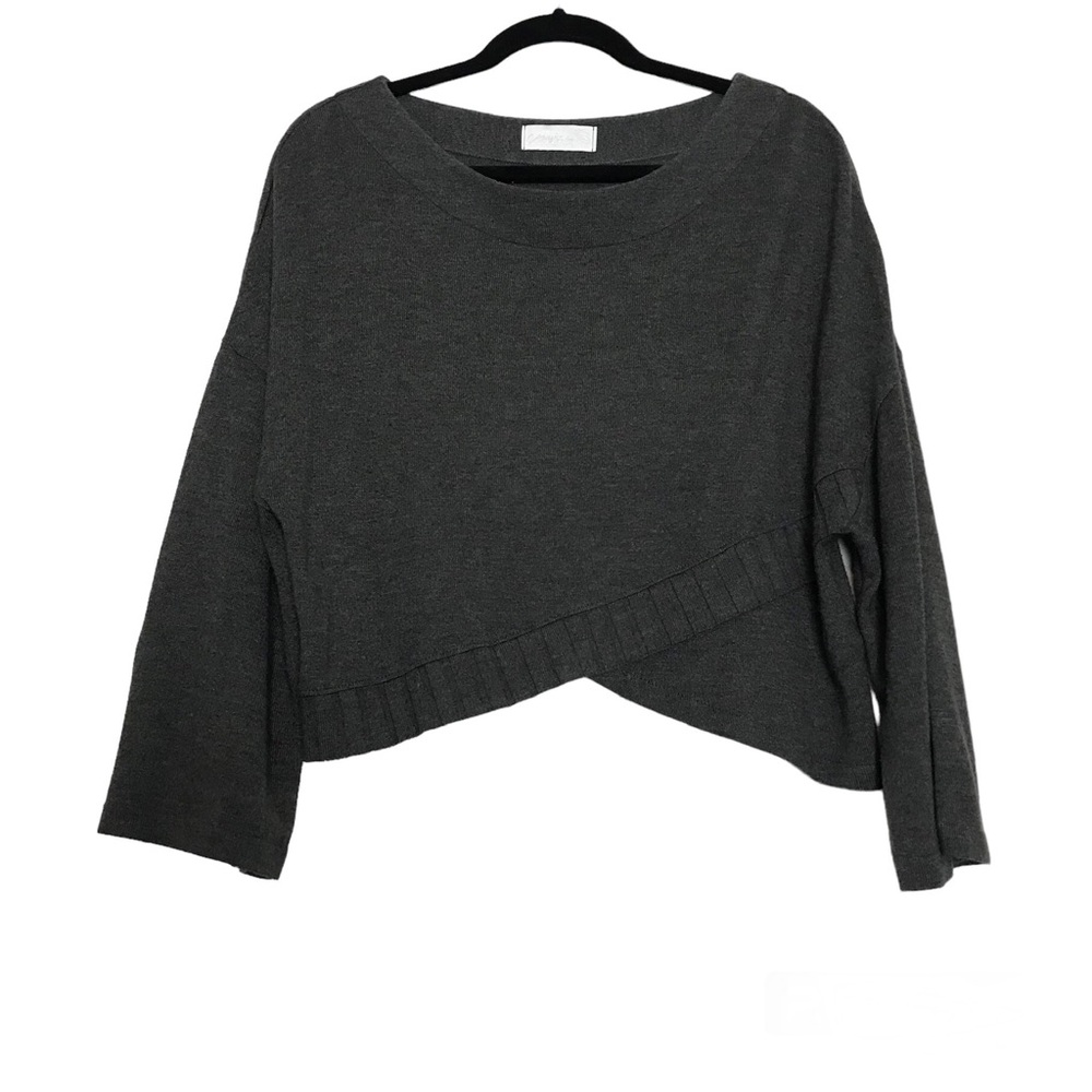 Cannisse Gray Asymmetric Viscose Blend Pullover Top Womens Sz L Lagenlook Boho